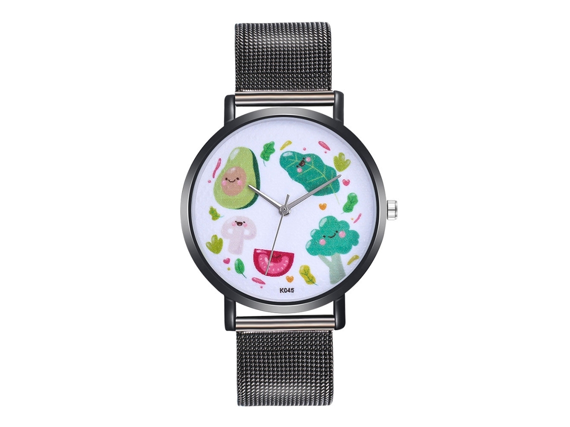 Reloj De Cuarzo Para Hombre Y Mujer Con Correa De Acero Aleado Dial Clásico Casual Negro