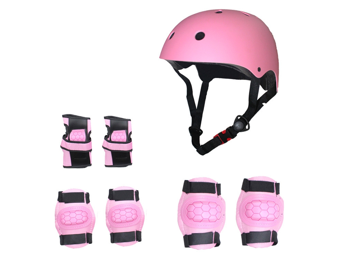 7 Uds conjunto de equipo de protección para coche de equilibrio de monopatín de bicicleta anticaída transpirable de verano para niños YUYSAN rosa (S-20-40kg