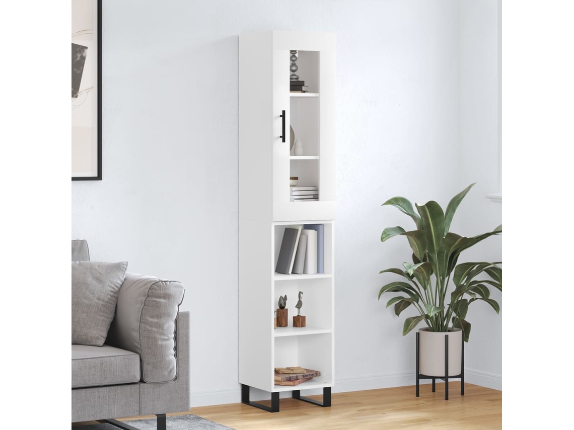 Aparador Alto Madera Contrachapada Blanco 34,5x34x180 Cm