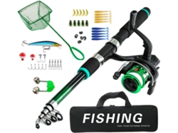 Kit De Pesca Para Principiantes Que Incluye Carrete Telescópico, Caña, Flotador, Cebo, Anzuelo Y Conector.