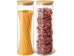 Tarro de cristal para espaguetis con tapa hermética, apto para lavavajillas, tarros de vidrio y bambú, Elisefashion