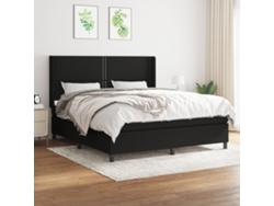 Cama Box Spring Con Colchón Tela Negro 180x200 Cm