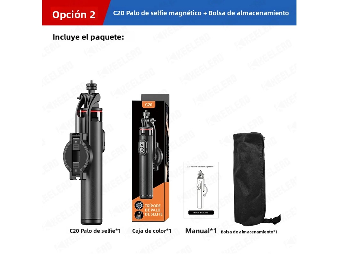 (paquete 2) Palo Selfie Magnético Con Trípode Estabilizador Y Control Remoto Bluetooth
