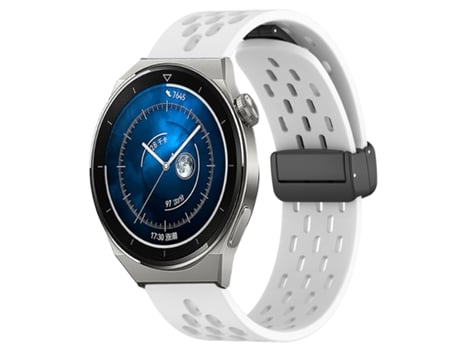 Correa de reloj inteligente para Huawei Watch GT3 Pro 43 mm 20 mm Silicona con cierre magnético plegable (Blanco)