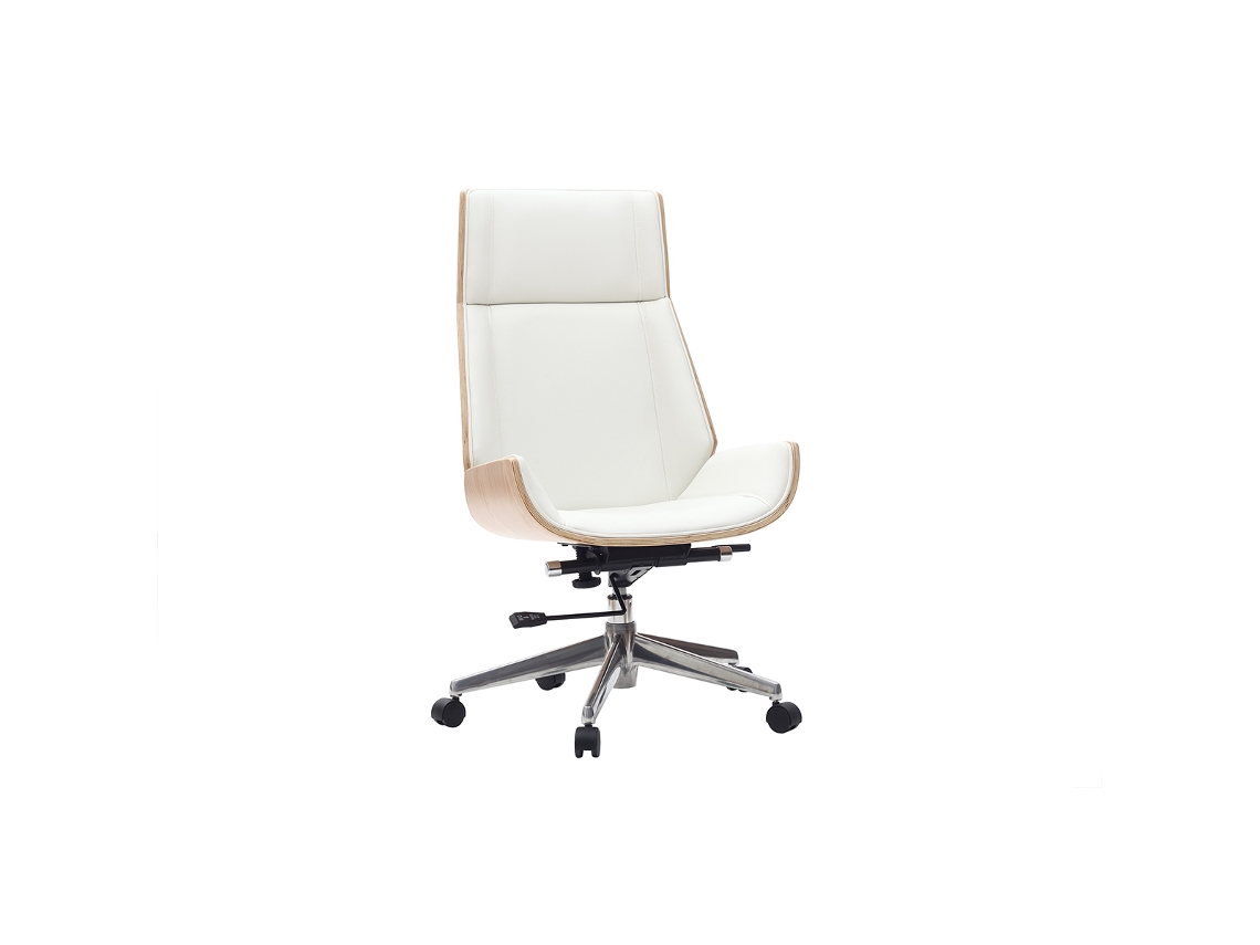 Sillón de Escritorio Moderno Madera Clara Y Blanca Curved MILIBOO