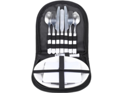 Juego de cubiertos portátiles para camping, 4 piezas, acero inoxidable