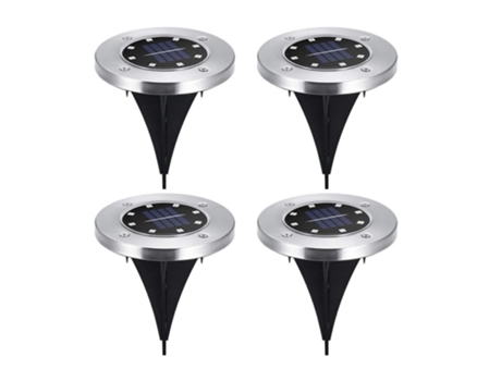 Paquete de 4 luces de disco solares para exteriores, iluminación de paisaje de tierra impermeable para paso de pasarela de jardín