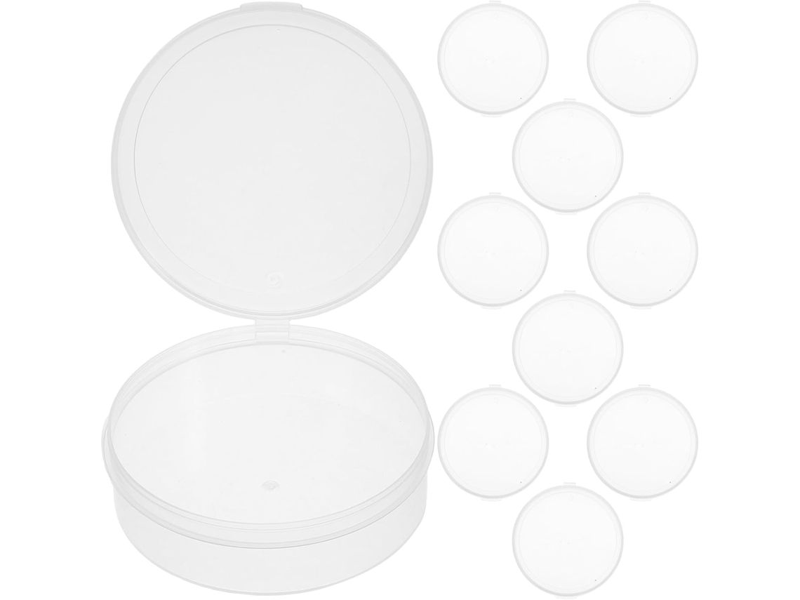 Caja Redonda Transparente Portátil De 8 Cm Para Esponjas – Juego De 10 Cajas De.