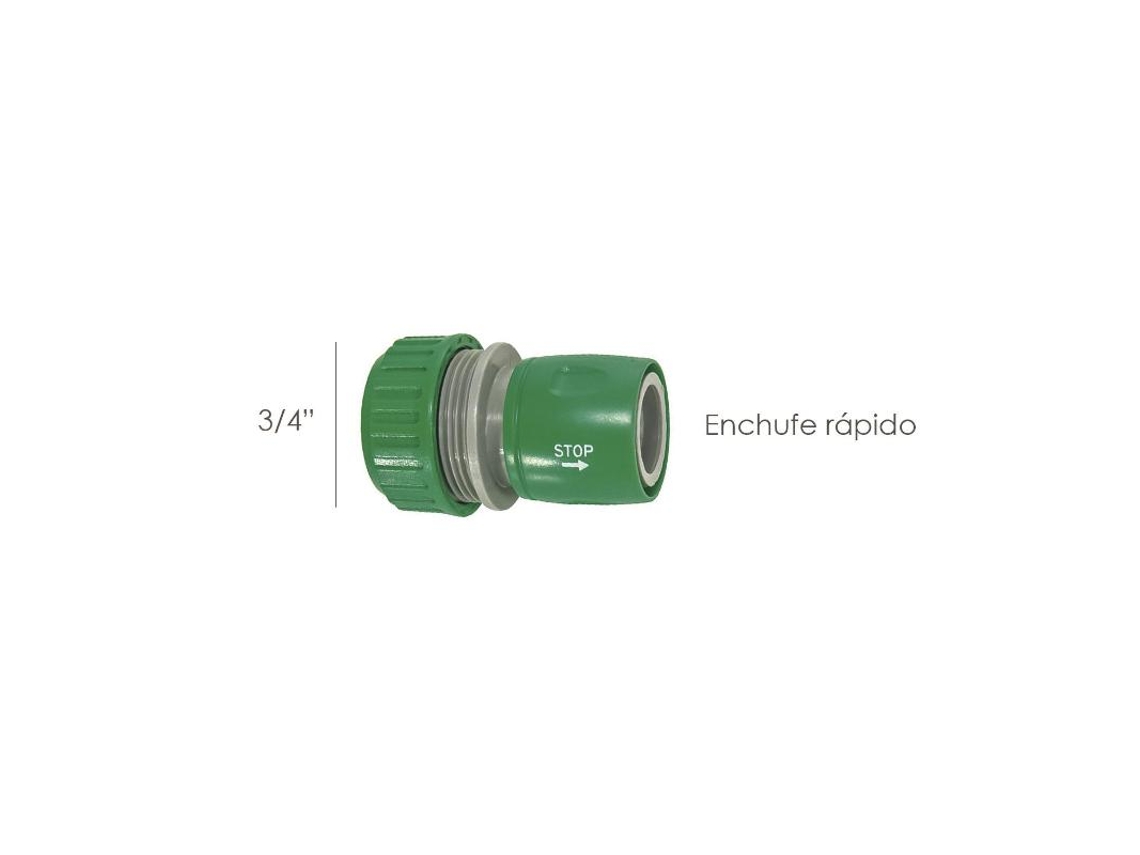 Conector manguera plastico 3/4 con stop  blister