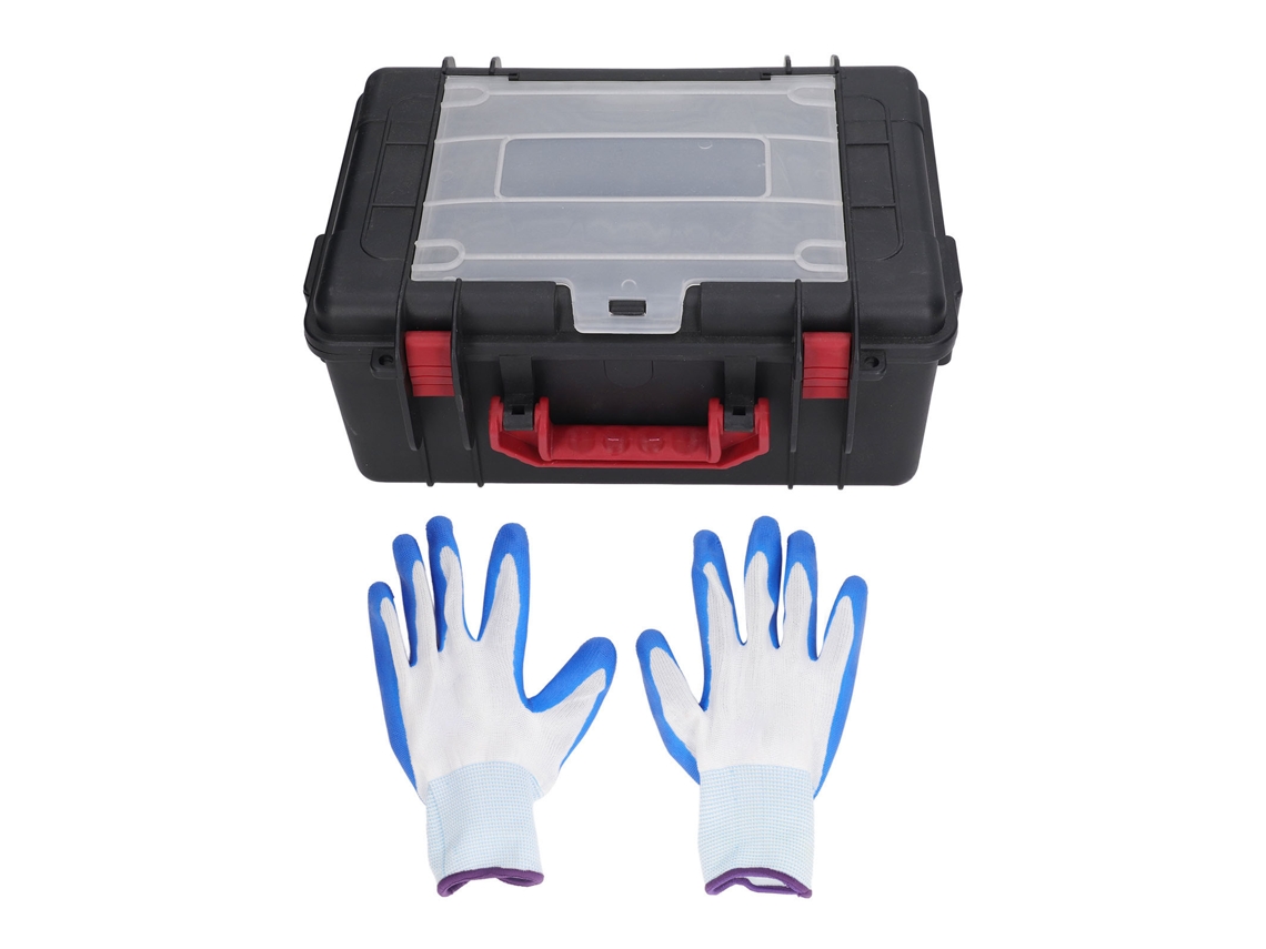 Caja de herramientas portátil multifuncional de plástico para organizar herramientas y piezas de electricista.