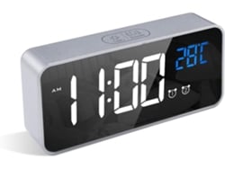 Reloj digital para dormitorio y sala de estar, despertador LED con brillo ajustable y función de repetición, pantalla de espejo con diseño elegante y sencillo, cerradura de puerta.