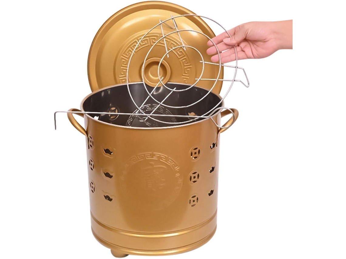 Barril de acero inoxidable con tapa para quemar basura, ideal para acampar, hacer jardinería y desechar basura, madera y otros desechos.