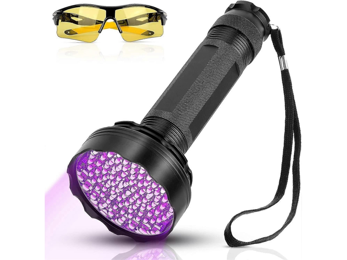 Linterna UV, lámpara UV detectora de orina, linterna LED mejorada de 100 LED, lámpara ultravioleta de luz negra GOKOCO