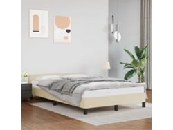 Estructura De Cama Con Cabecero Sin Colchón Crema 120x200 Cm