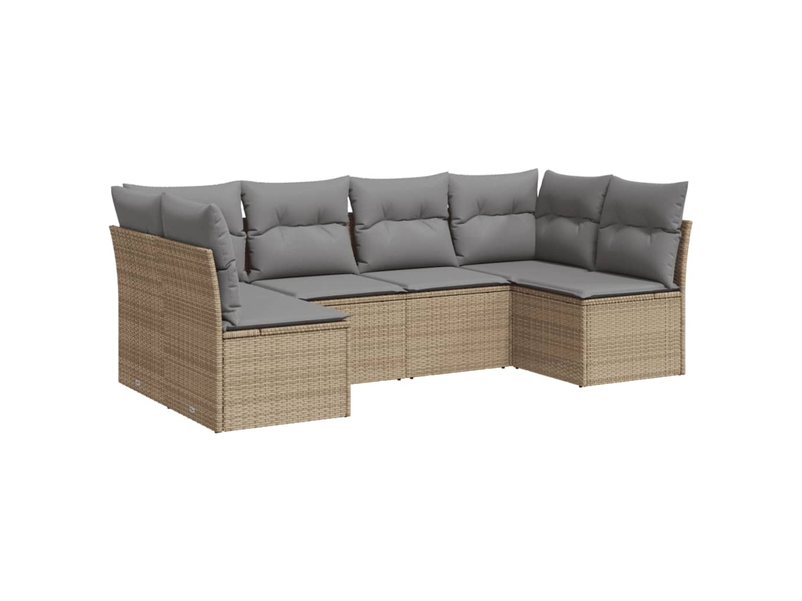 Maison Exclusive - Juego De Sofás Jardín Con Cojines 6 Pzas Ratán Sintético Beige