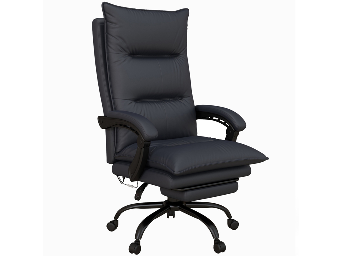 Silla De Oficina Gris Oscuro Con Función De Masaje Y Reposapiés Ajustable.