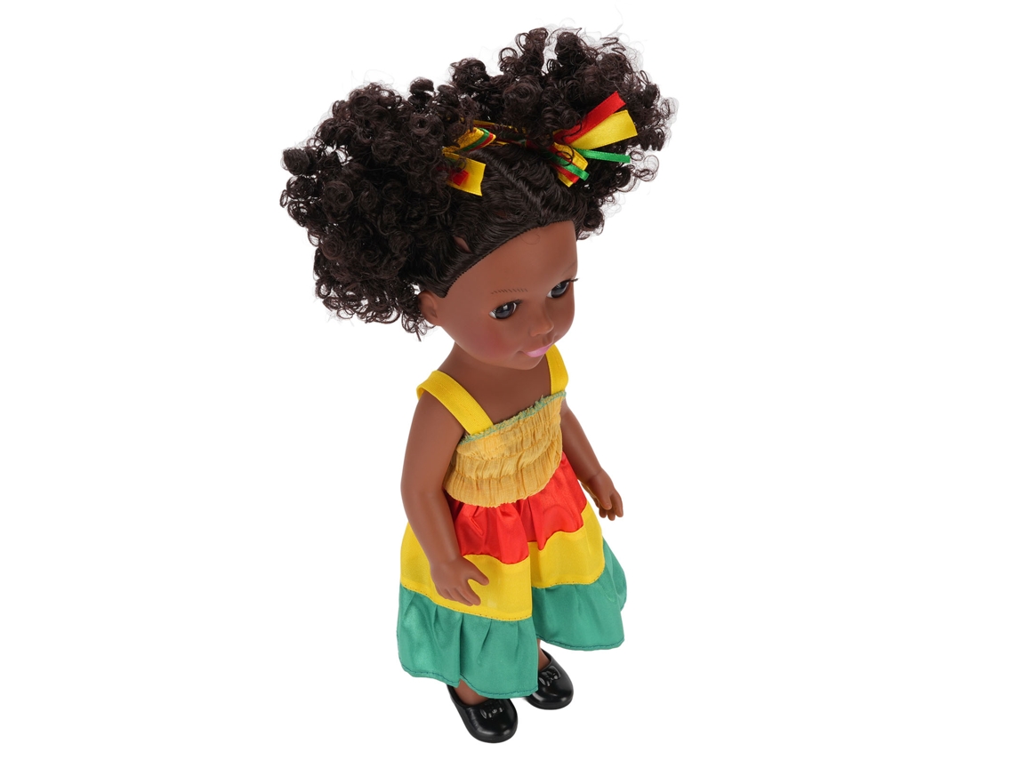 Muñeca Africana Realista De 35 Cm Con Cabello Afro Y Ropa Removible Para Niños.