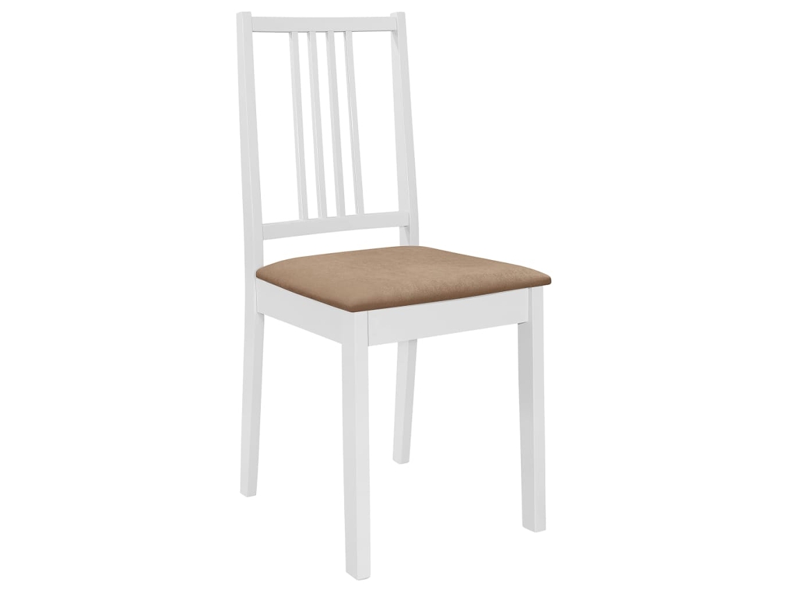 Pack 6 Uds Sillas De Comedor | Silla De Comida | Silla De Cocina Con Cojines De Madera Maciza Blanca Wsd157603