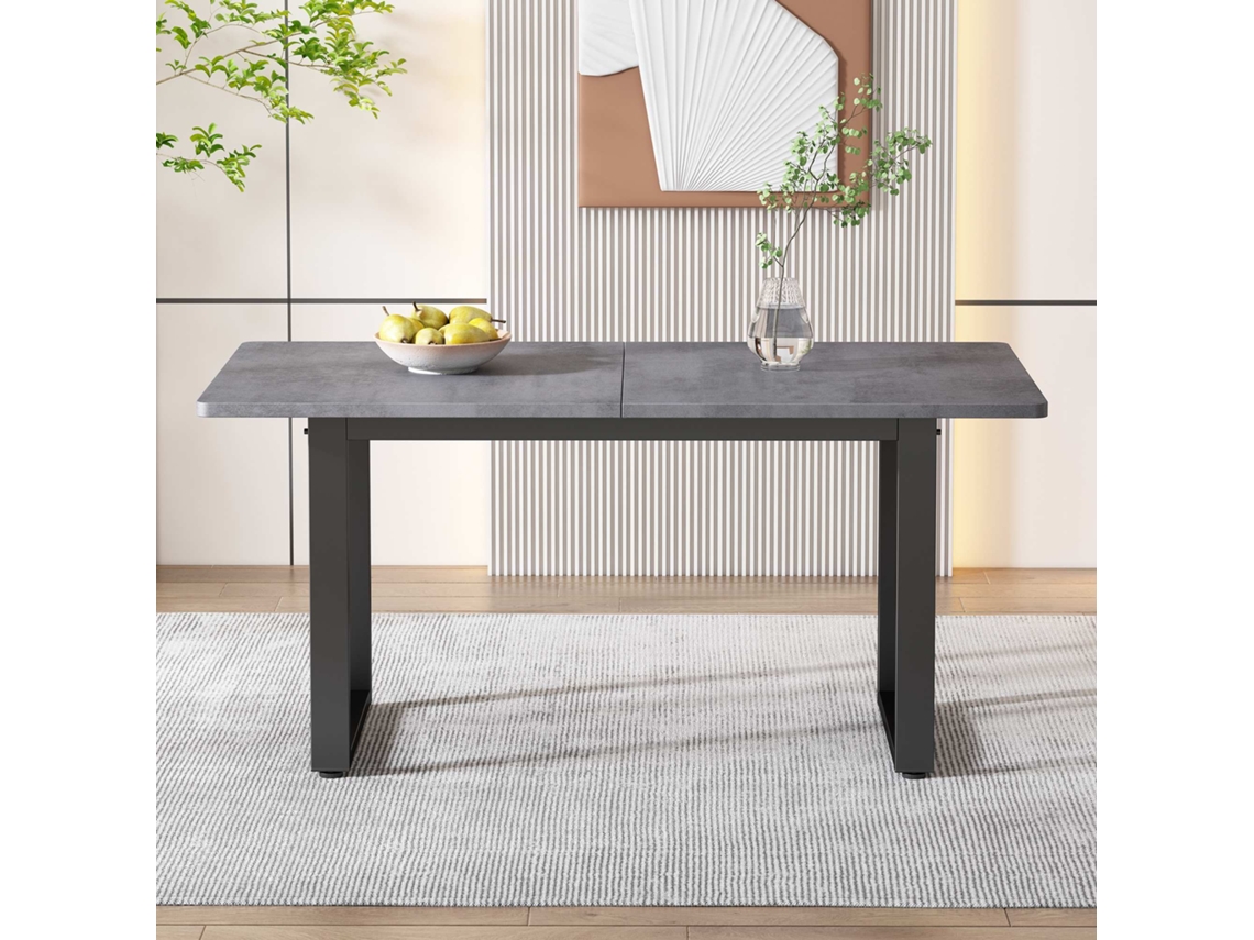Mesa de comedor extensible multifuncional en acero gris estilo industrial