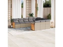 Conjunto de sofá de jardín de 10 piezas con cojines, mimbre sintético beige, Dkd Home Decor