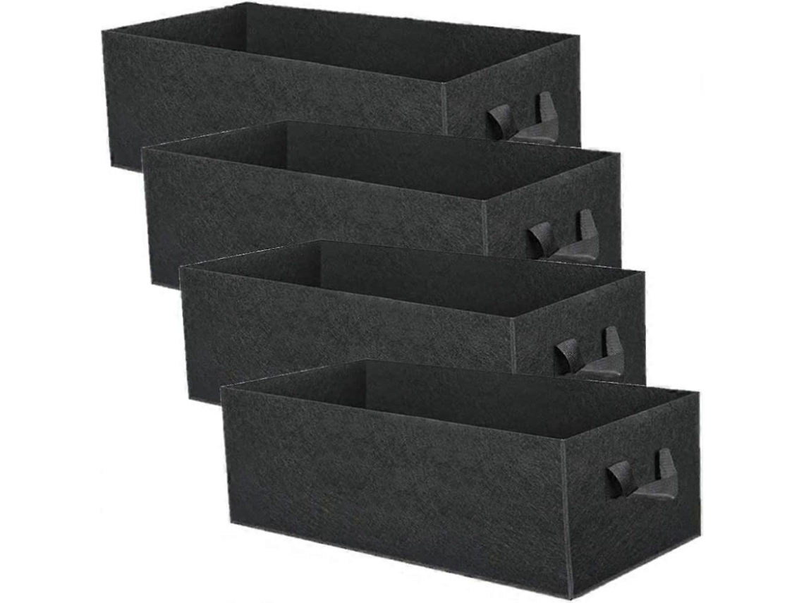 4 Bolsas De Cultivo De Plantas 40x30x20cm Rectangulares De Tela No Tejida Resistente Y Transpirable Con Asas Para Jardín Y Macetas