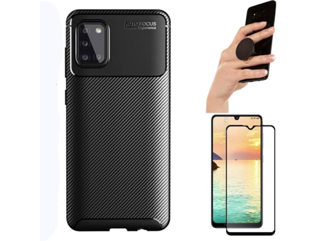 Carcasa, Protector y Popsocket Samsung A31 Rugged Carbon Negro