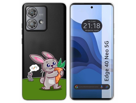 Funda Diseño Conejo para Motorola Edge 40 Neo 5G TUMUNDOSMARTPHONE Multicolor