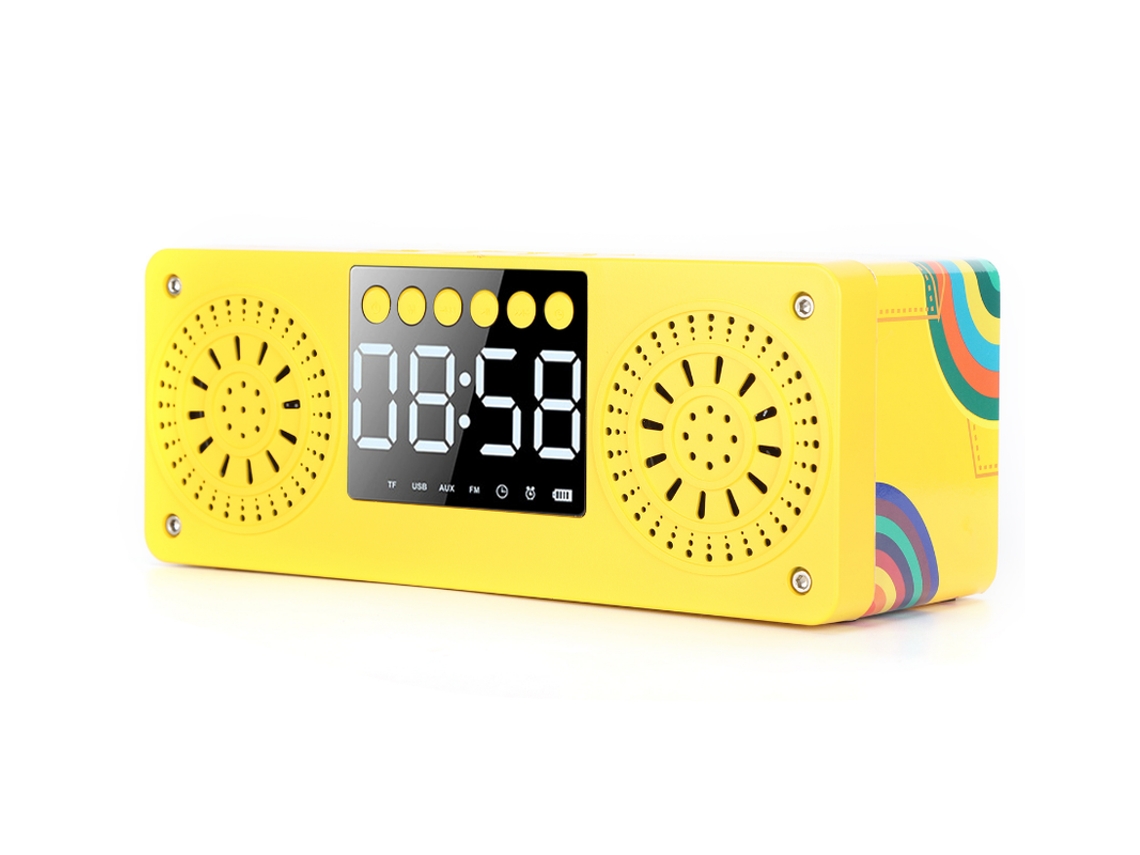 Reloj de Alarma Inalámbrico de Madera con Bluetooth Mini CHRONUS A10-CH Amarillo
