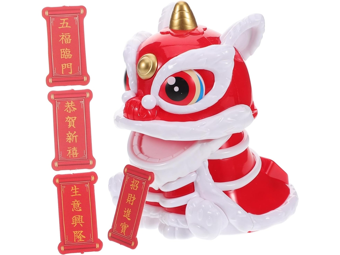 Figura De Cachorro De León Del Año Nuevo Chino Con Cabeza Oscilante, Decoración Roja Para El Salpicadero Solar.
