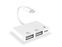 Adaptador De Cable Otg Con 2 Puertos Usb Hembra Y Puerto De Carga Lightning Para Iphone/ipad