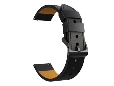 Correa de reloj inteligente para Samsung Galaxy Watch 3, correa de cuero con orificio redondo de 45 mm (línea de cuero negro, punto naranja)