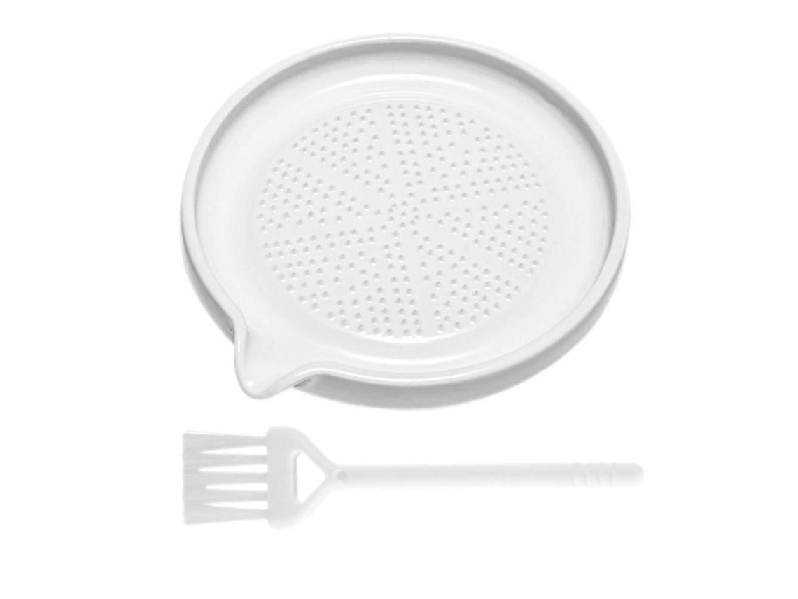 Prensa manual de jengibre y ajo con recipiente para moler, de cerámica blanca, para verduras, frutas y purés. Rosewell