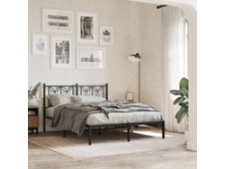 Estructura Cama Sin Colchón Con Cabecero Metal Negro 140x190 Cm