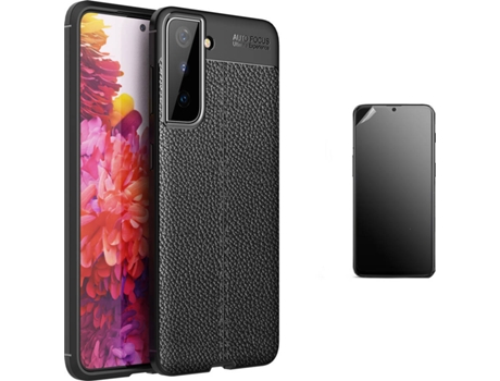 Kit Carcasa Y Protector Samsung S21 Ultimatte Rugged Leather Negro