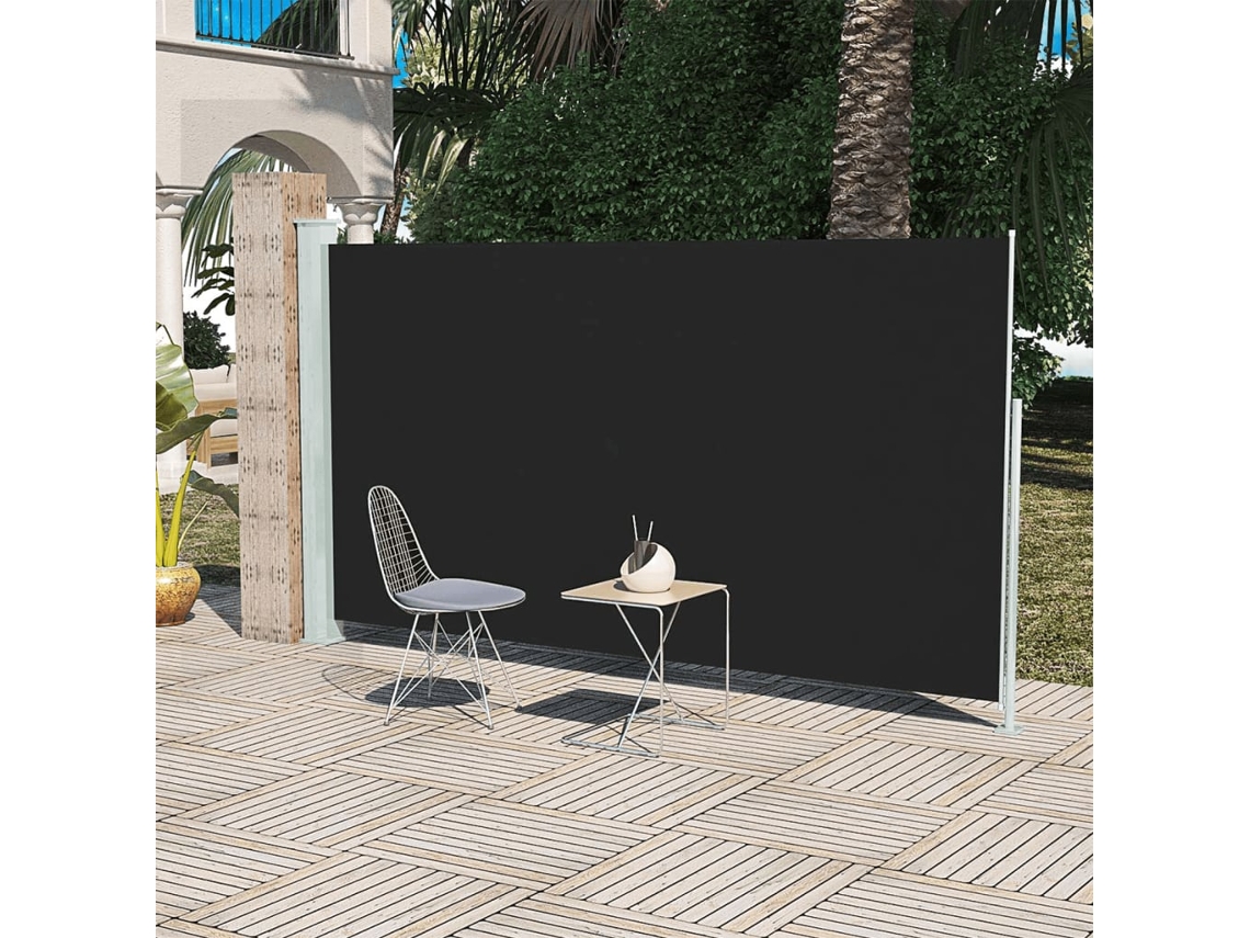 Toldo Lateral Retráctil De Jardín Negro160x300 Cm