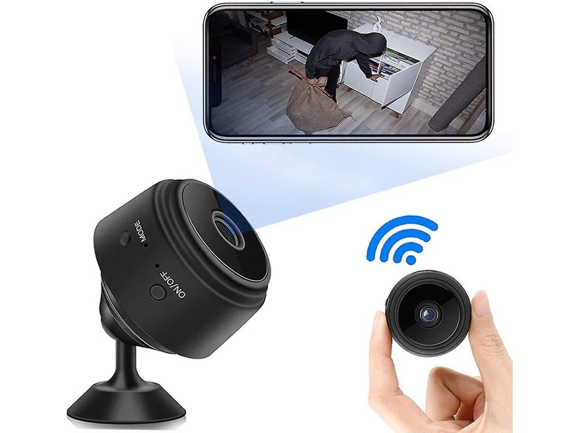 Mini cámara espía oculta inalámbrica A9 con wifi, cámara de visión trasera magnética Bluetooth 4K HD, ideal para casa, oficina y coche Yizhood (negro)