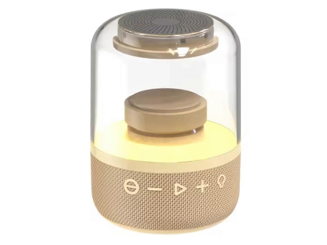 Altavoces Bluetooth para la reproducción de música digital con subwoofer, efecto transparente y adornos de iluminación ambiental.