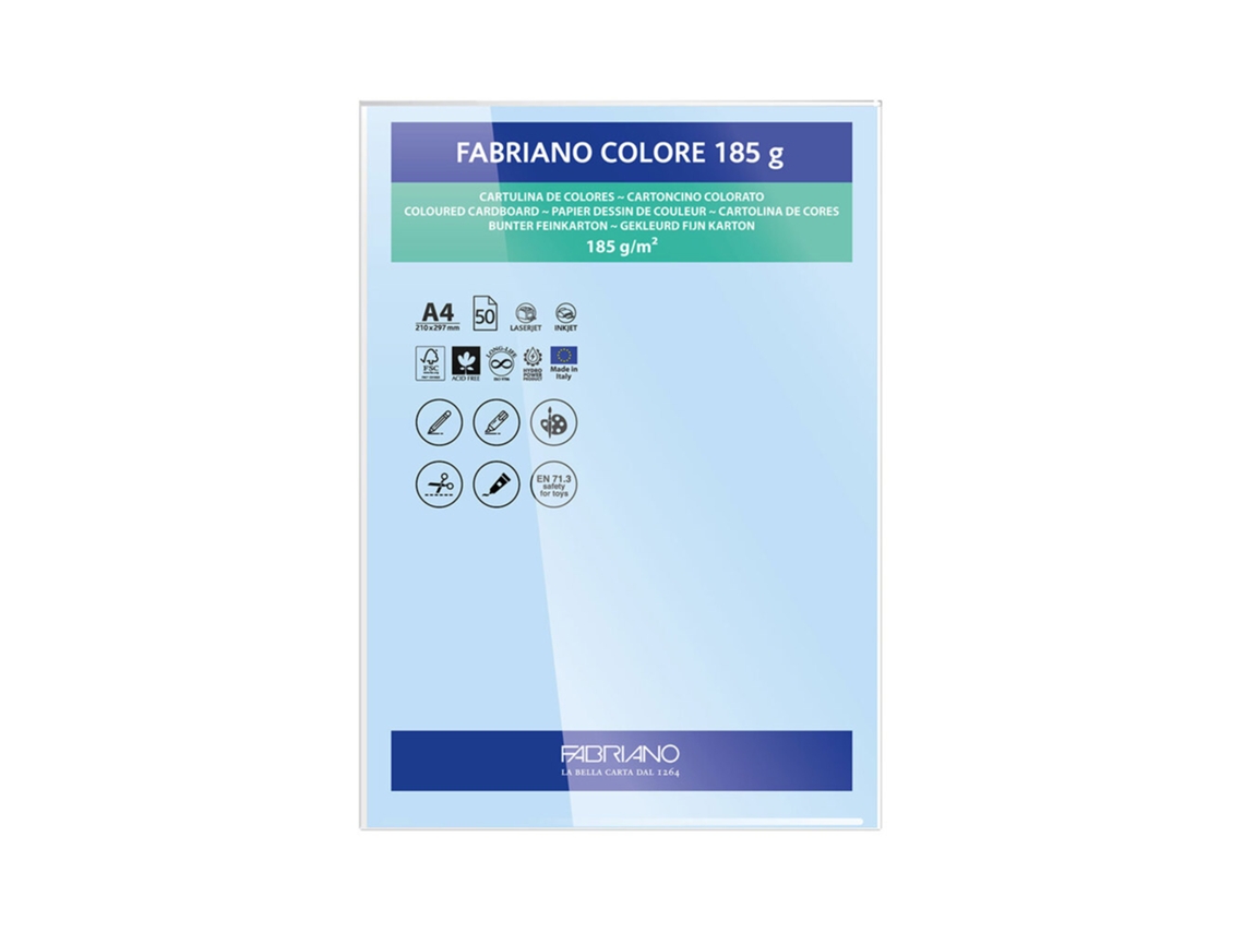 FABRIANO Cartulina A4 185 g/m² Azul Cielo 50 Hojas