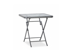 Mesa plegable Relaxdays Struk con cristal texturizado, mesa de bistró para jardín y balcón, 70 x 70 cm, gris.