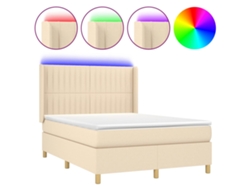 Maison Exclusive - Cama Box Spring Colchón Y Luces Led Tela Crema 140x200 Cm