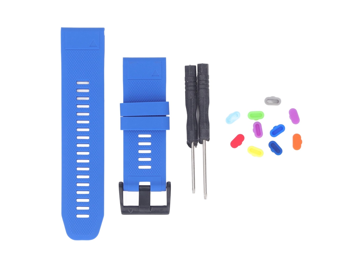 Correa De Silicona De 26 Mm Con Hebilla De Acero Inoxidable Para Fenix 2 3 3hr 5x Plus Azul Con Tapas De Carga
