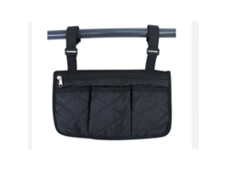 Bolsa De Almacenamiento Para Silla De Ruedas Y Andador Plegable — Bolsa De Reposabrazos Y Trasera Manos Libres, Poliéster, Negro, 32cmx18cm