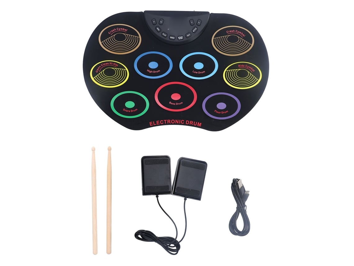 Ats-batsería Electrónica Portátil Para Niños, Pad Enrollable Con Pedales Y Baquetas, Kit De Batsería Infantil Fácil De Usar