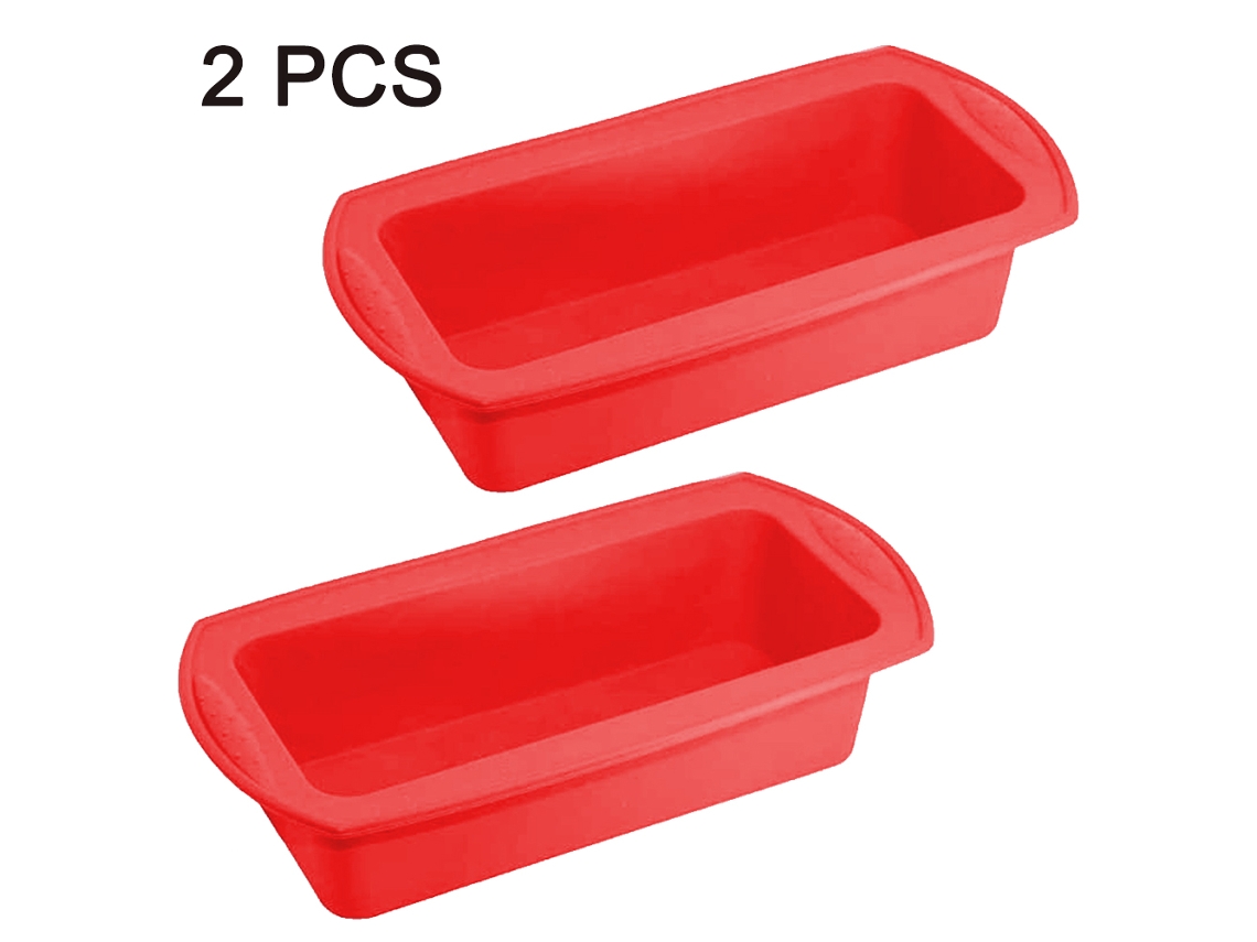 Juego JEIIBRZUI de 2 moldes rectangulares de silicona con asas rojas