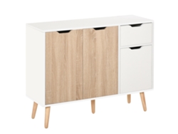 Aparador escandinavo con 2 puertas y 1 cajón, madera de roble blanco.