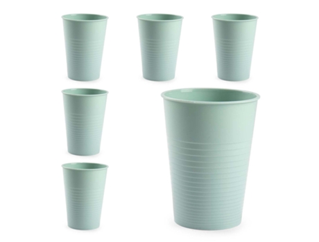 PLASTIC FORTE Lote de 6 Jarrones de Agua Reutilizables de 360 Ml. Fiestas ideales. Verde