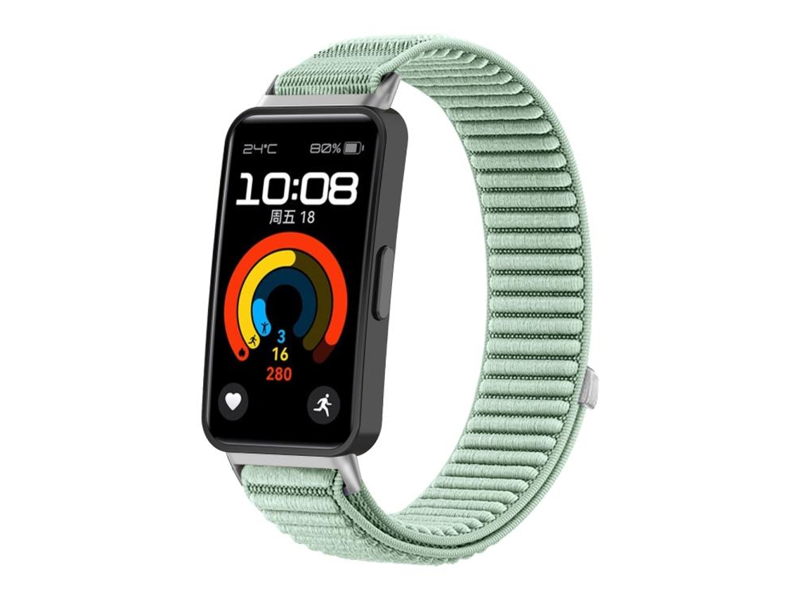 Bracelete Para Honor Band 10 / 9 - Nylon Trançado - Fecho De Velcro - Interface Metálica Azul Água