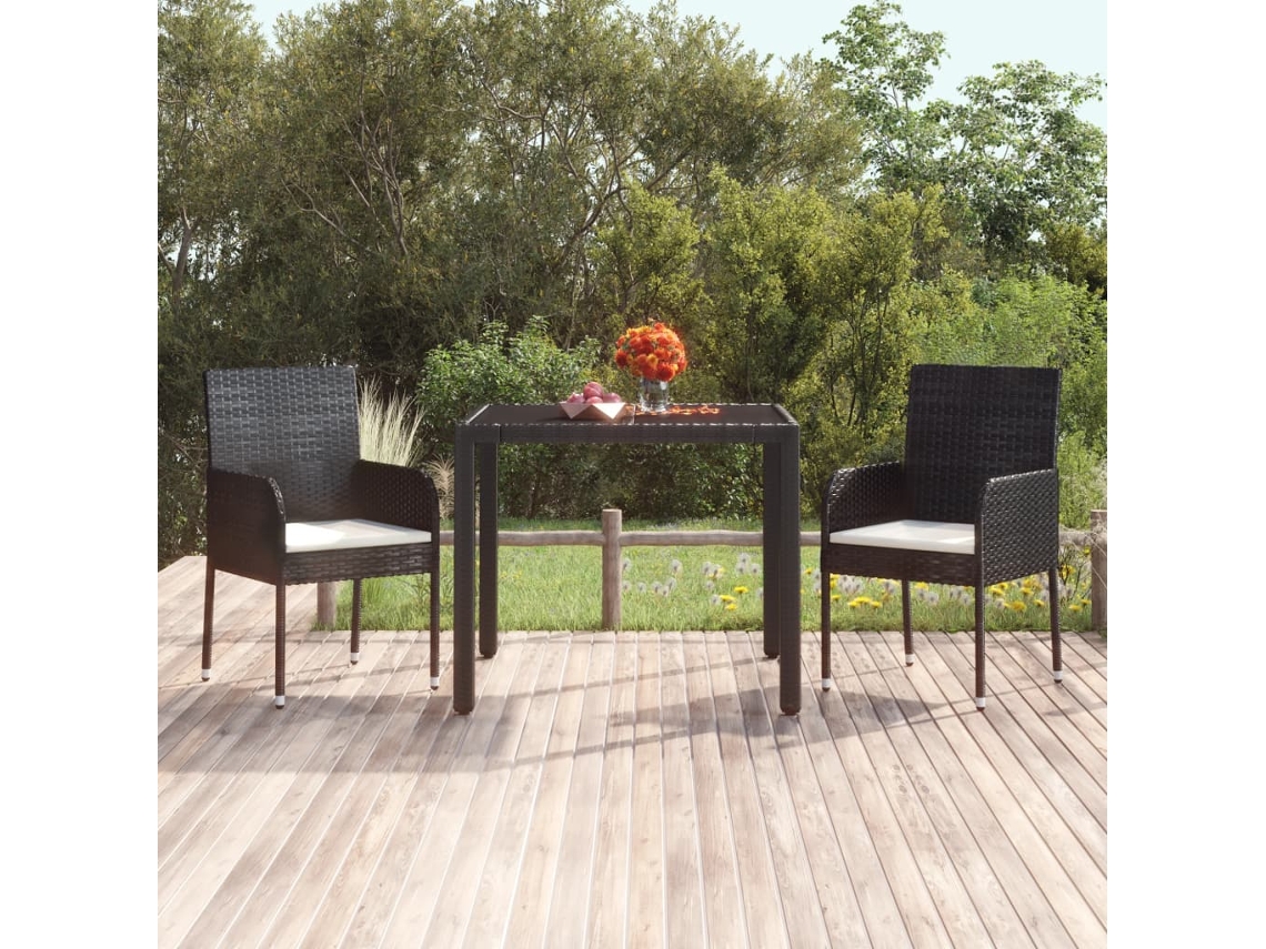 Sillas de jardín con cojines, 2 unidades, mimbre sintético negro, Dkd Home Decor