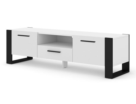 Mueble TV ‎BIM FURNITURE Nuka (160x43x48 cm - Placa Laminada - Blanco)