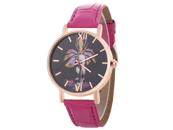 Reloj De Cuarzo De Moda Simple Para Hombre Mujer Pareja Con Correa De Cuero Casual Estudiante Rojo Rosa